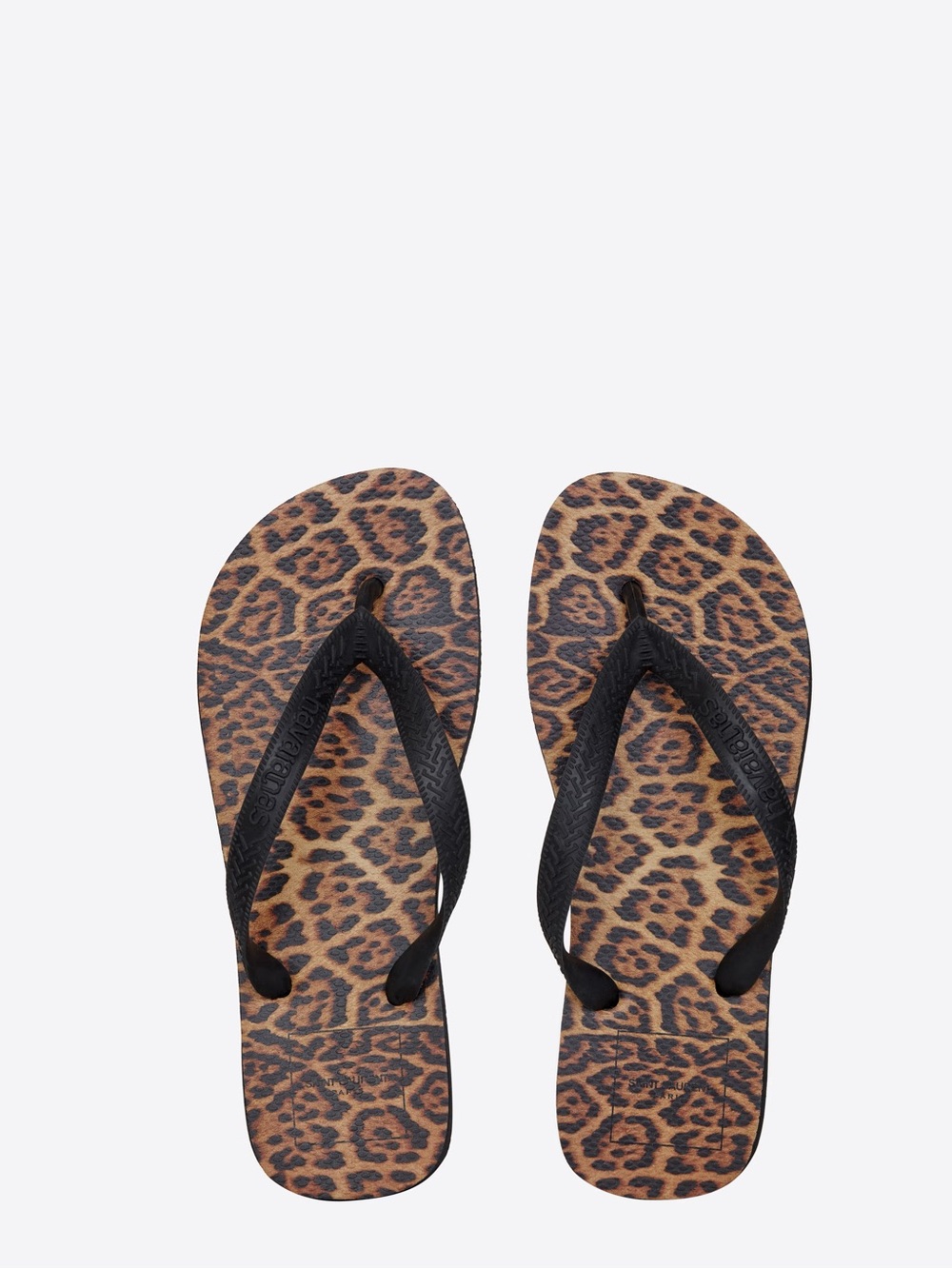 NWT YSL Havainas Leopard Print Flip Flop Sandals - Black Straps 37/38